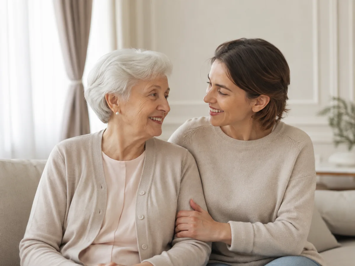 Pomoc dla seniorów w Szczecinie – seniorka z zaufaną osobą wspierającą